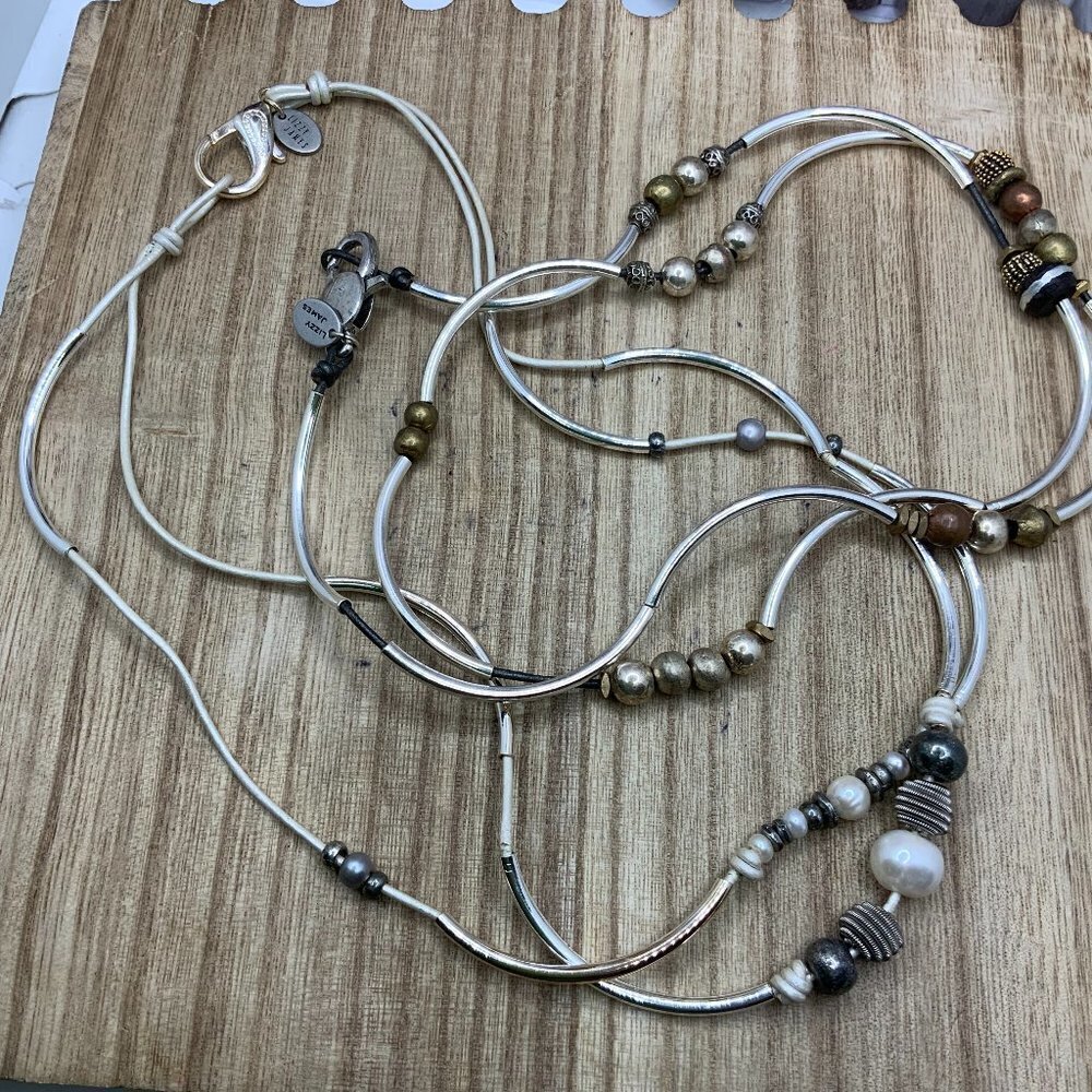 Lizzy James BUNDLE - 2 Silver Tone Beaded Boho Necklace